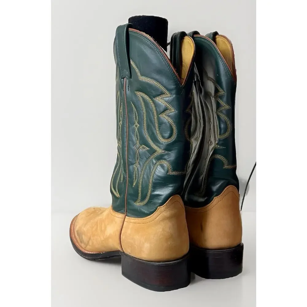 Nocona Handcrafted Western Cowboy Boots Mens Size 8.5 D Brown Tan